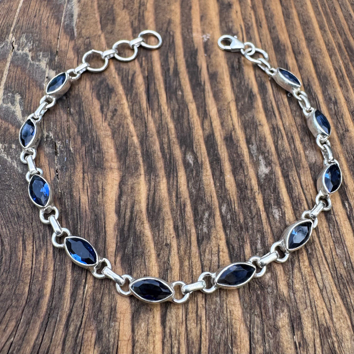 Faceted Iolite Sterling Silver Bracelet