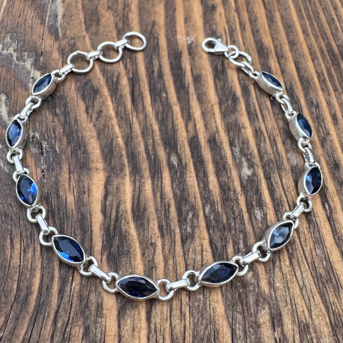 Faceted Iolite Sterling Silver Bracelet