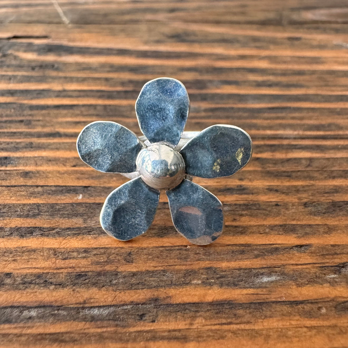 Statement Daisy Sterling Silver Ring- Adjustable