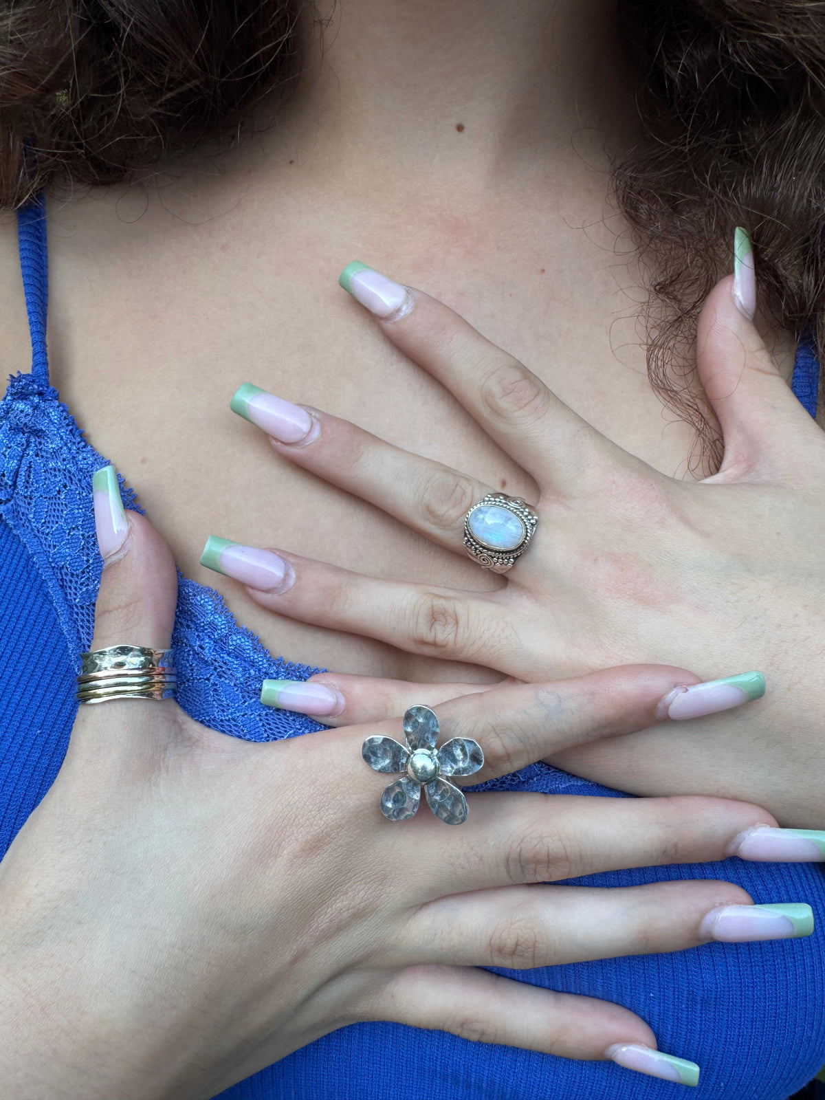 Statement Daisy Sterling Silver Ring- Adjustable