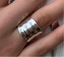 Sterling Silver Square Wave Effect Band Ring- Adjustable