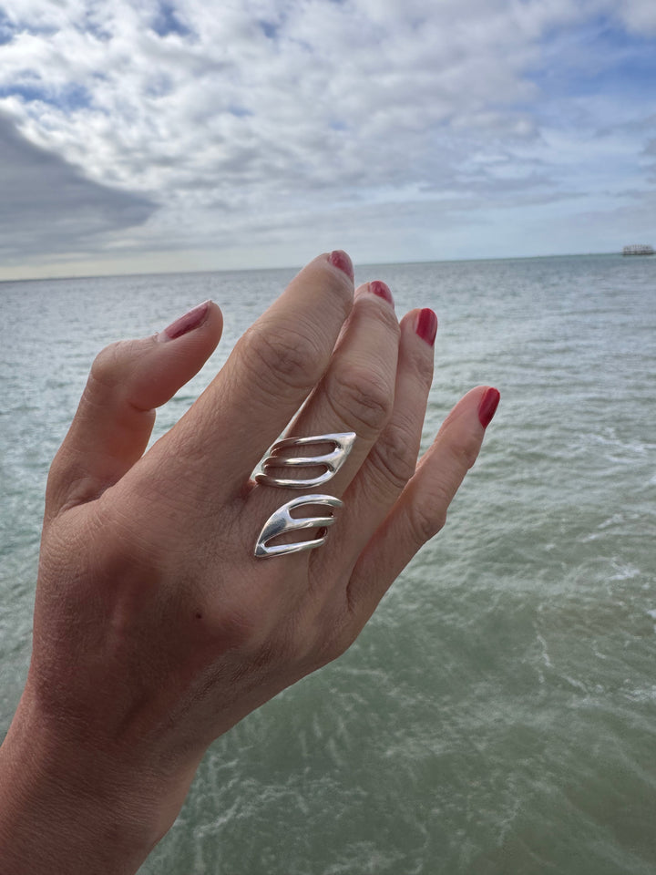 Silver Adjustable Wave Ring