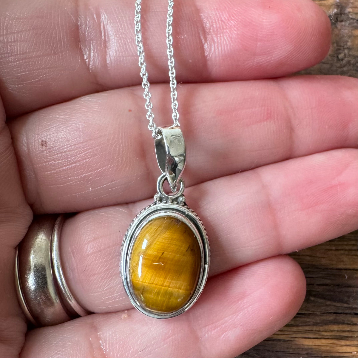 Tiger Eye Bohemian Silver Necklace