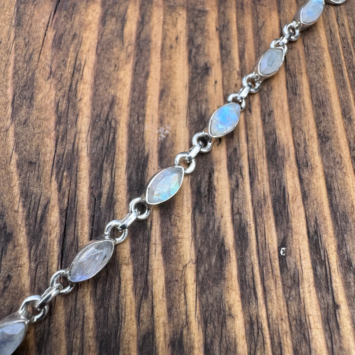 Faceted Moonstone Sterling Silver Bracelet