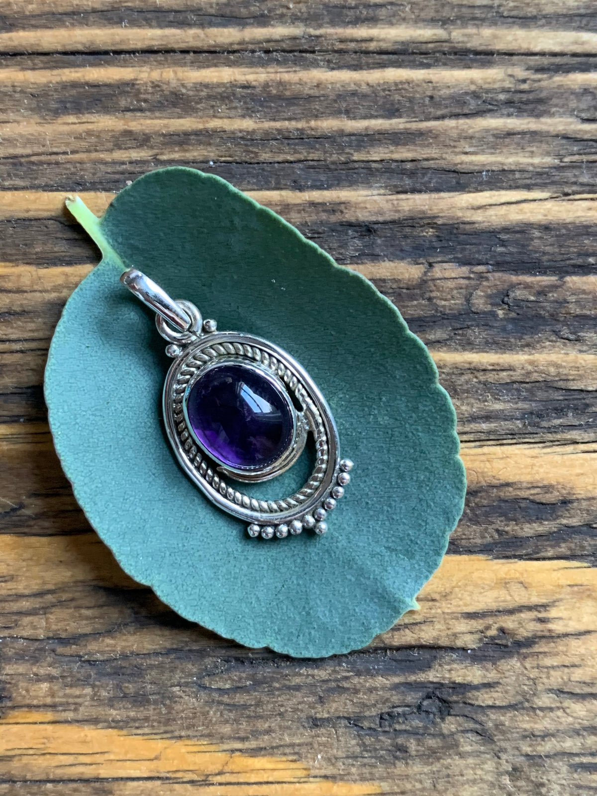 Boho Amethyst Ornate Oval Necklace