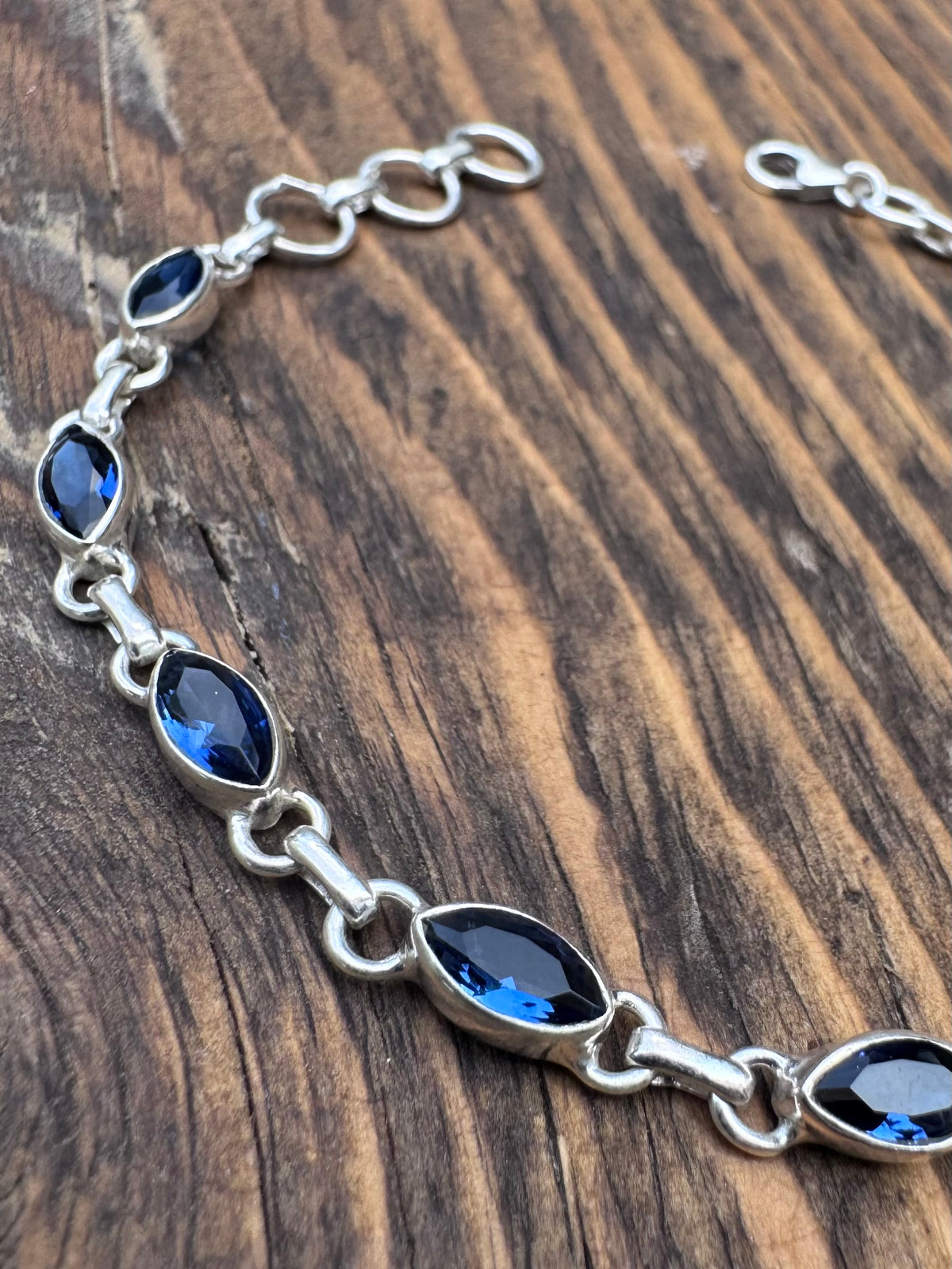 Faceted Iolite Sterling Silver Bracelet