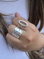 Sterling Silver Square Wave Effect Band Ring- Adjustable