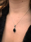 Dainty Boho Black Onyx Teardrop Pendant Necklace