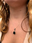 Faceted Black Onyx Teardrop Silver Pendant Necklace
