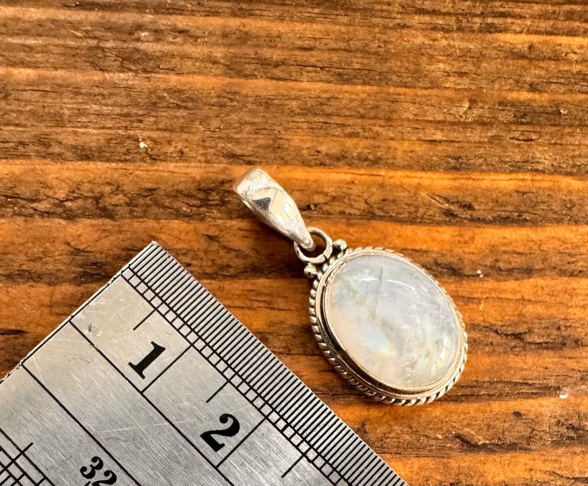 Moonstone Oval Bohemian Sterling Silver Necklace