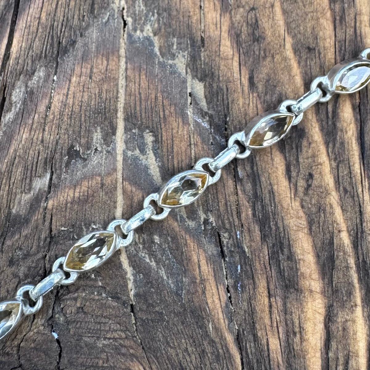Faceted Citrine Sterling Silver Bracelet
