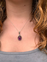 Amethyst Oval Bohemian Silver Necklace