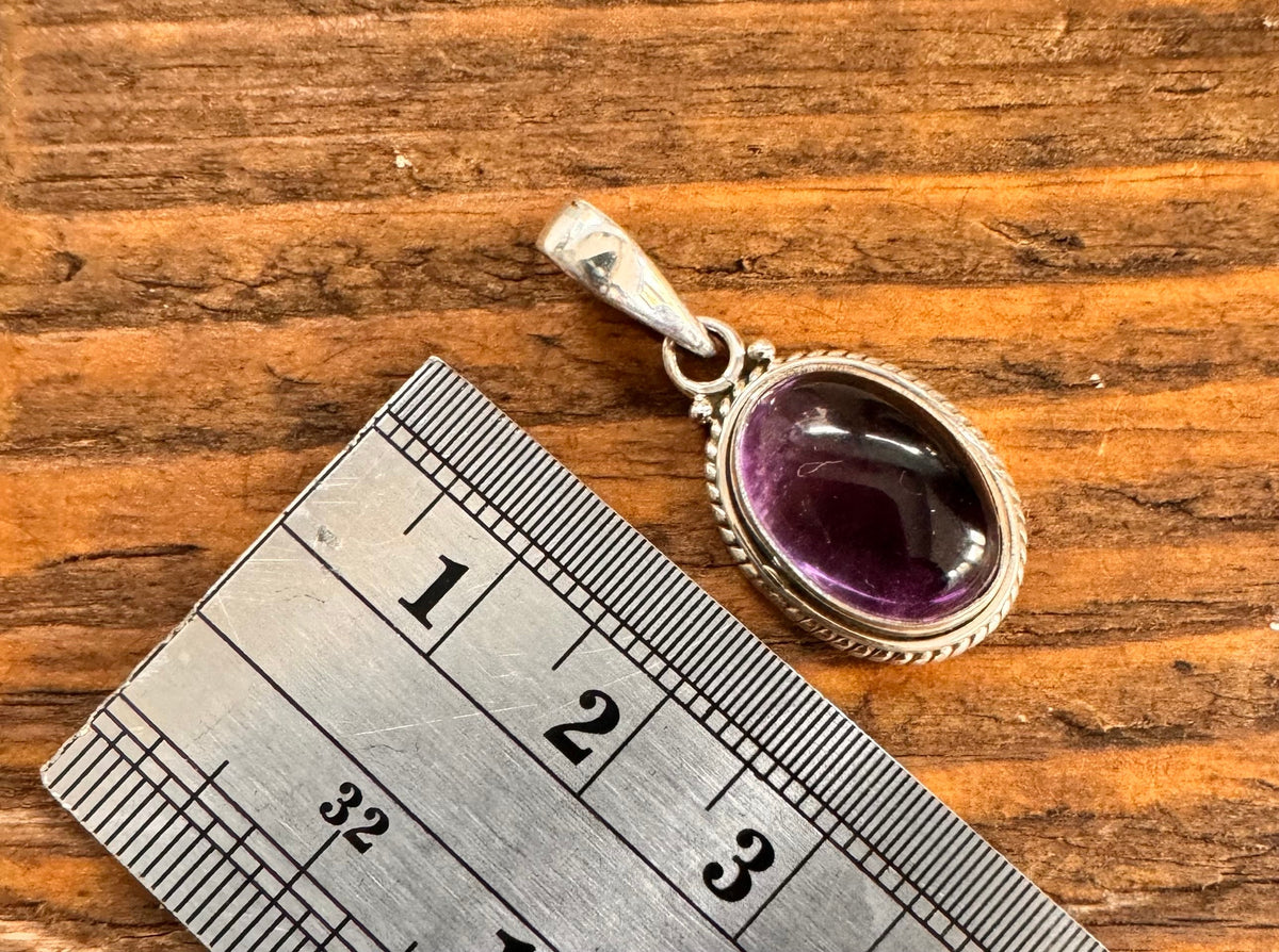 Amethyst Oval Bohemian Silver Necklace