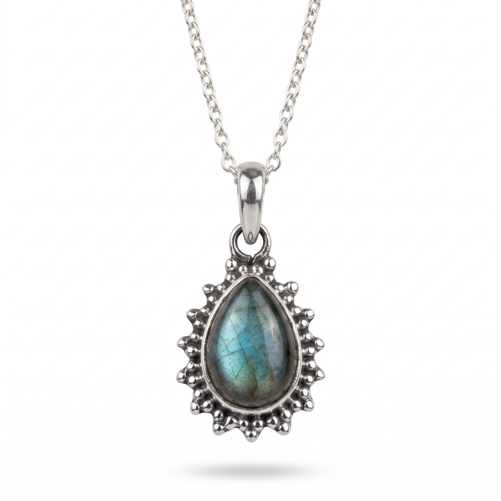 Labradorite Sunburst Teardrop Necklace