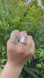 Sterling Silver Square Wave Effect Band Ring- Adjustable