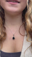 Faceted Black Onyx Teardrop Silver Pendant Necklace