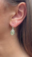 Prehnite Oval Dot Silver Earrings
