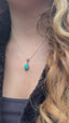 Dainty Boho Turquoise Teardrop Silver Pendant  Necklace
