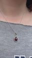 Garnet Teardrop Silver Pendant Necklace