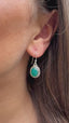 Green Onyx Earrings Oval Dot Silver Earrings