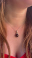 Garnet Oval Oval Dot Silver Necklace