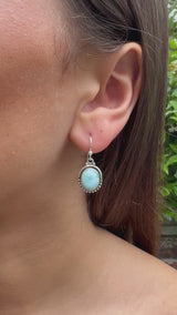 Larimar Oval Dot Silver Earrings