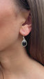 Black Onyx Oval Dot Silver Earrings