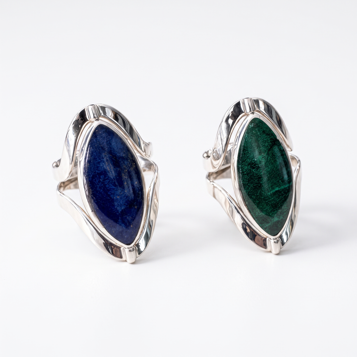 Reversible Gemstone Ring- Sterling Silver-Adjustable