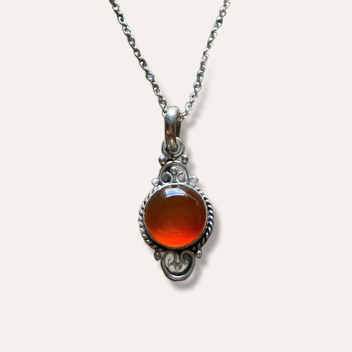Carnelian Vintage Scroll Pendant Necklace