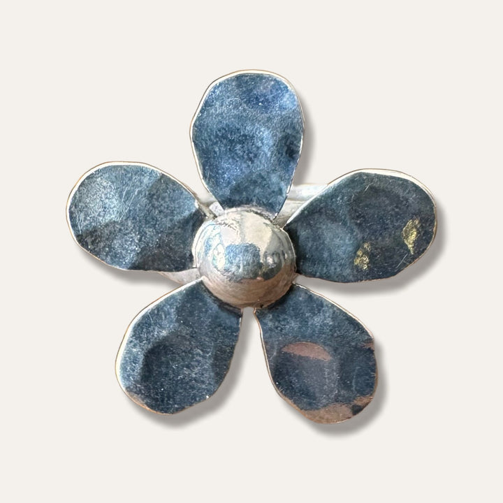 Statement Daisy Sterling Silver Ring- Adjustable