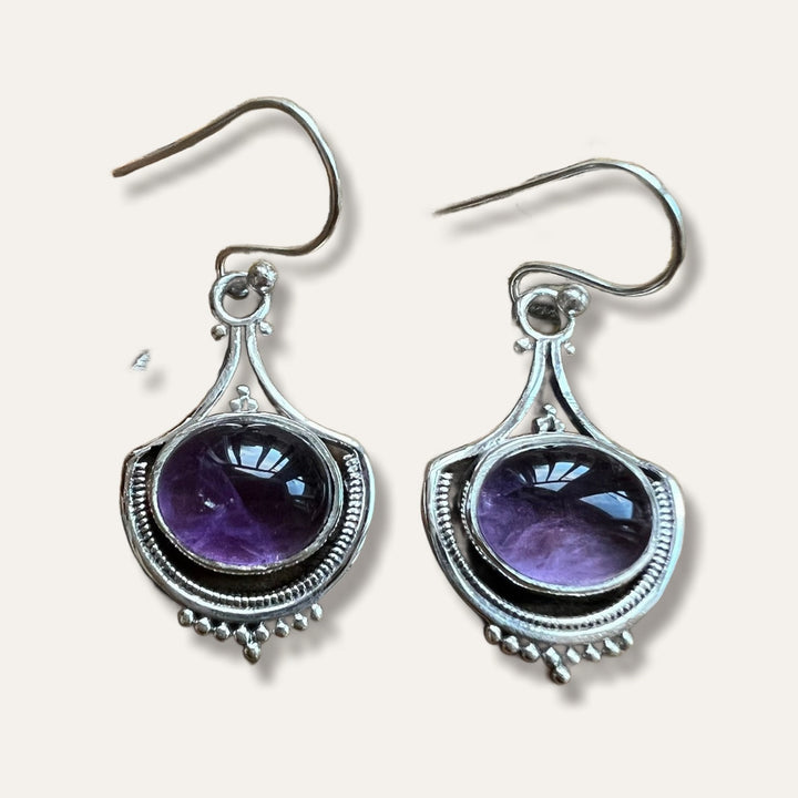 Amethyst Vintage Inspired Sterling Silver Drop Earrings