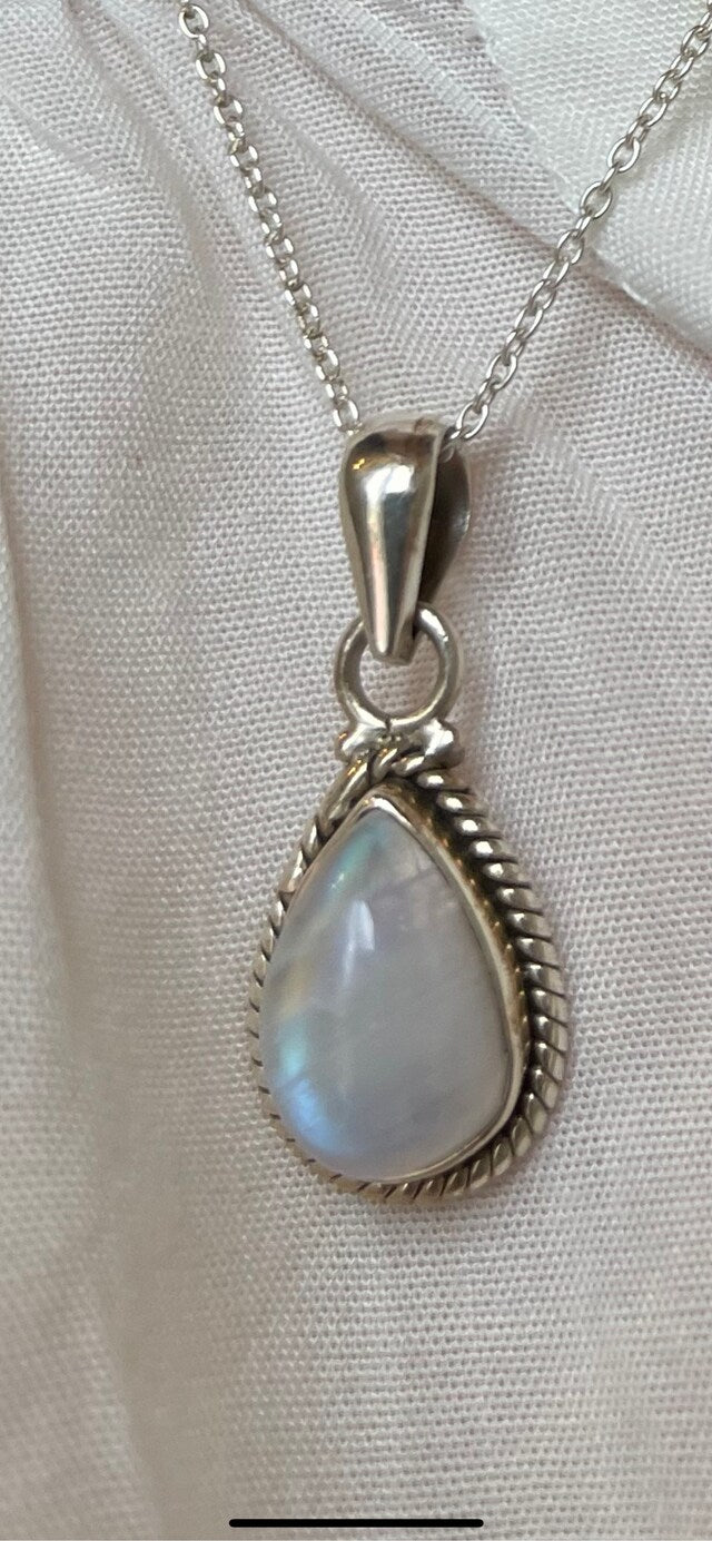 Helen's photo of Sterling Silver Teardrop Rainbow Moonstone Necklace