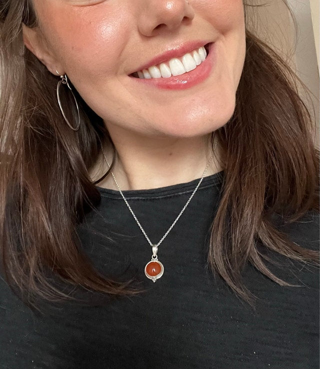Tammy's photo of Dainty Round Carnelian Pendant Necklace