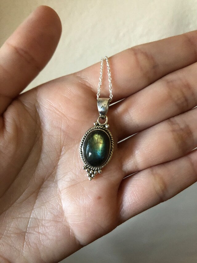 Perla's photo of Boho Labradorite Oval Pendant Necklace