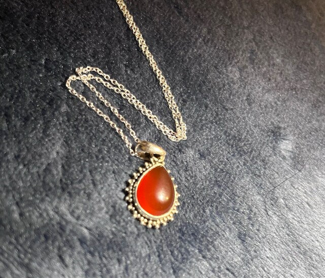 Anna's photo of Carnelian Sunburst Teardrop Necklace