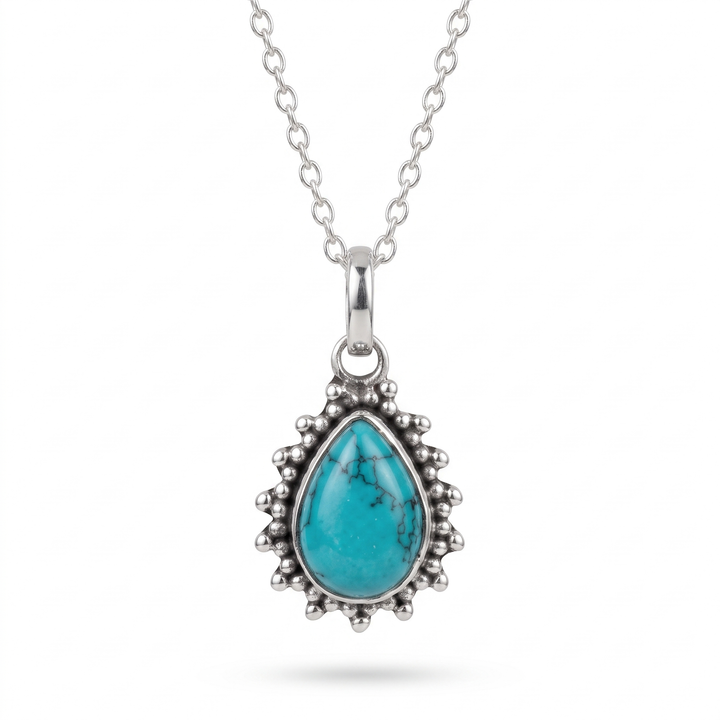Turquoise Sunburst Teardrop Necklace