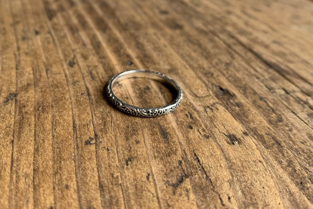 Sterling Silver Timeless Ornate Band Ring by Springwaves