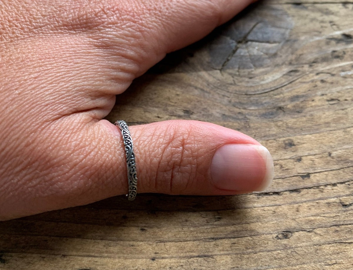Sterling Silver Timeless Ornate Band Ring by Springwaves