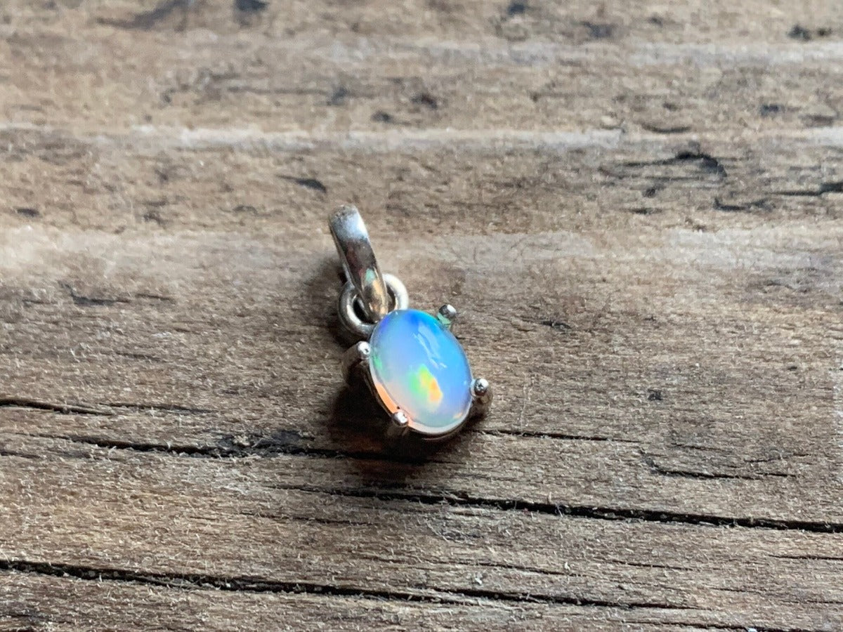 Tiny Minimalist Ethiopian Opal Necklace by Springwaves