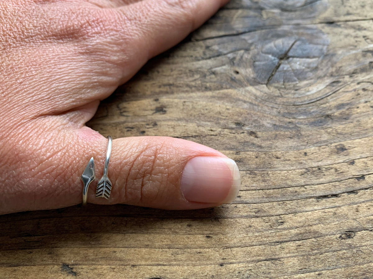 Sterling Silver Adjustable Arrow Ring-Cupid Ring