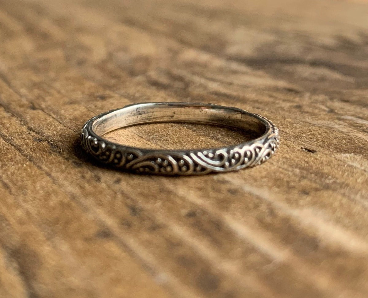Sterling Silver Timeless Ornate Band Ring by Springwaves