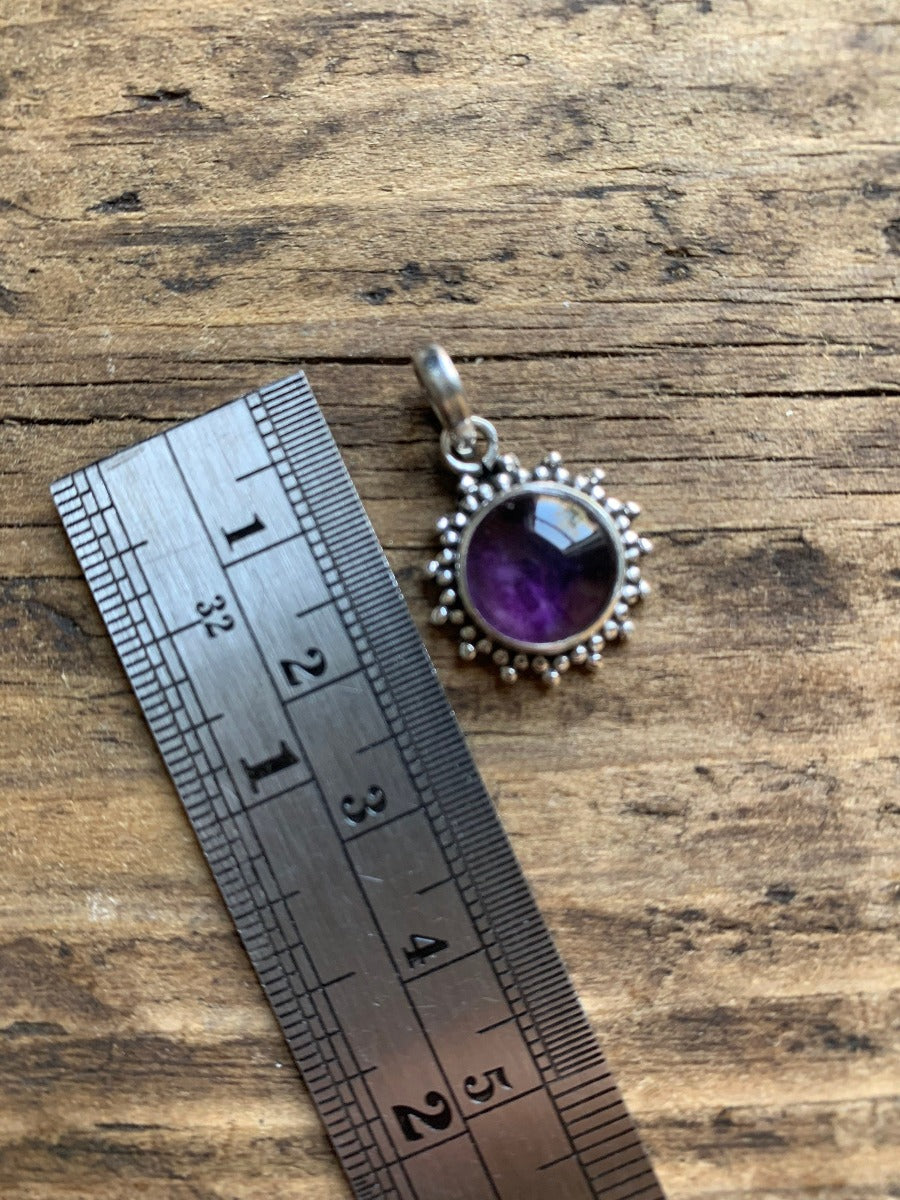 Sterling Silver Sunburst Amethyst Necklace by Springwaves
