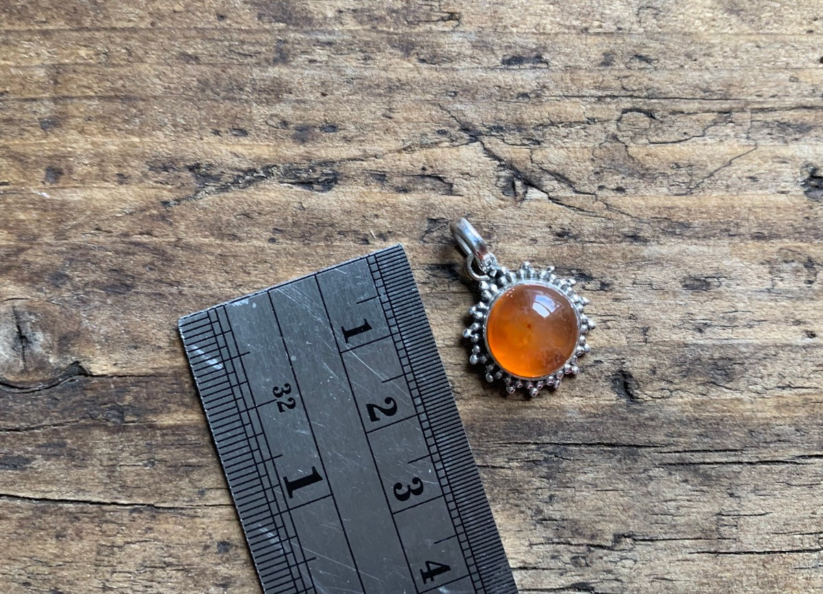 Sterling Silver Sunburst Carnelian Necklace by Springwaves