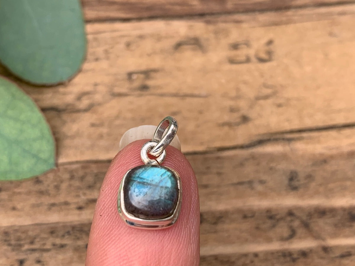Minimalist Square Labradorite Black Moonstone Necklace by Springwaves