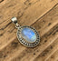 Sterling Silver Boho Oval Rainbow Moonstone Necklace by Springwaves