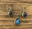 Silver Labradorite/Black Moonstone Teardrop Earrings and Pendant by Springwaves