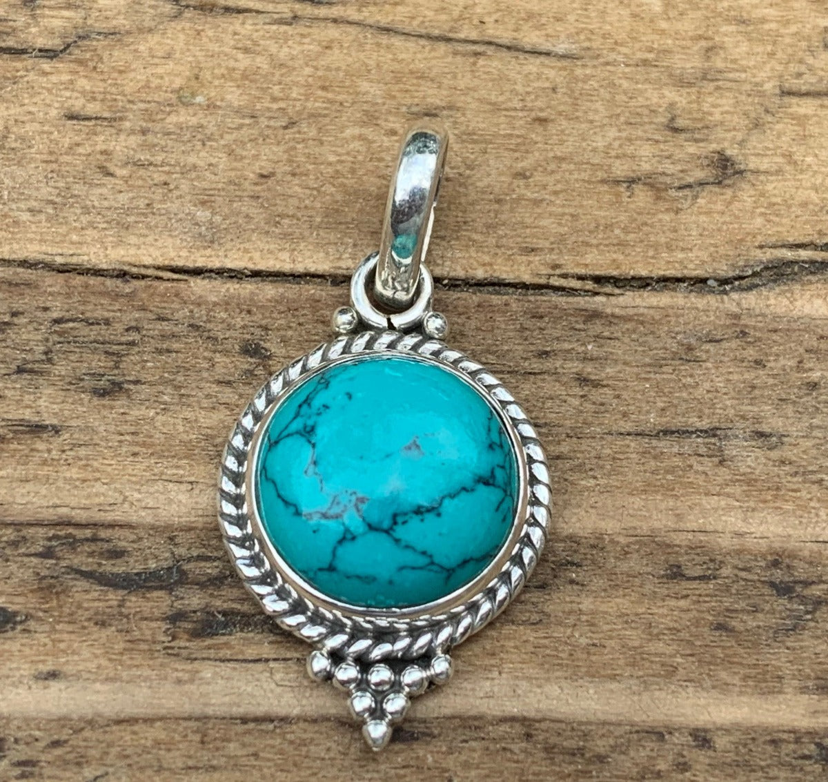 Bohemian Round Turquoise Sterling Silver Necklace by Springwaves