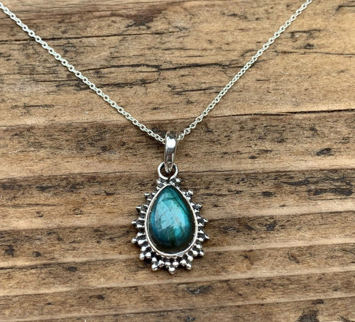 Labradorite Sunburst Teardrop Necklace