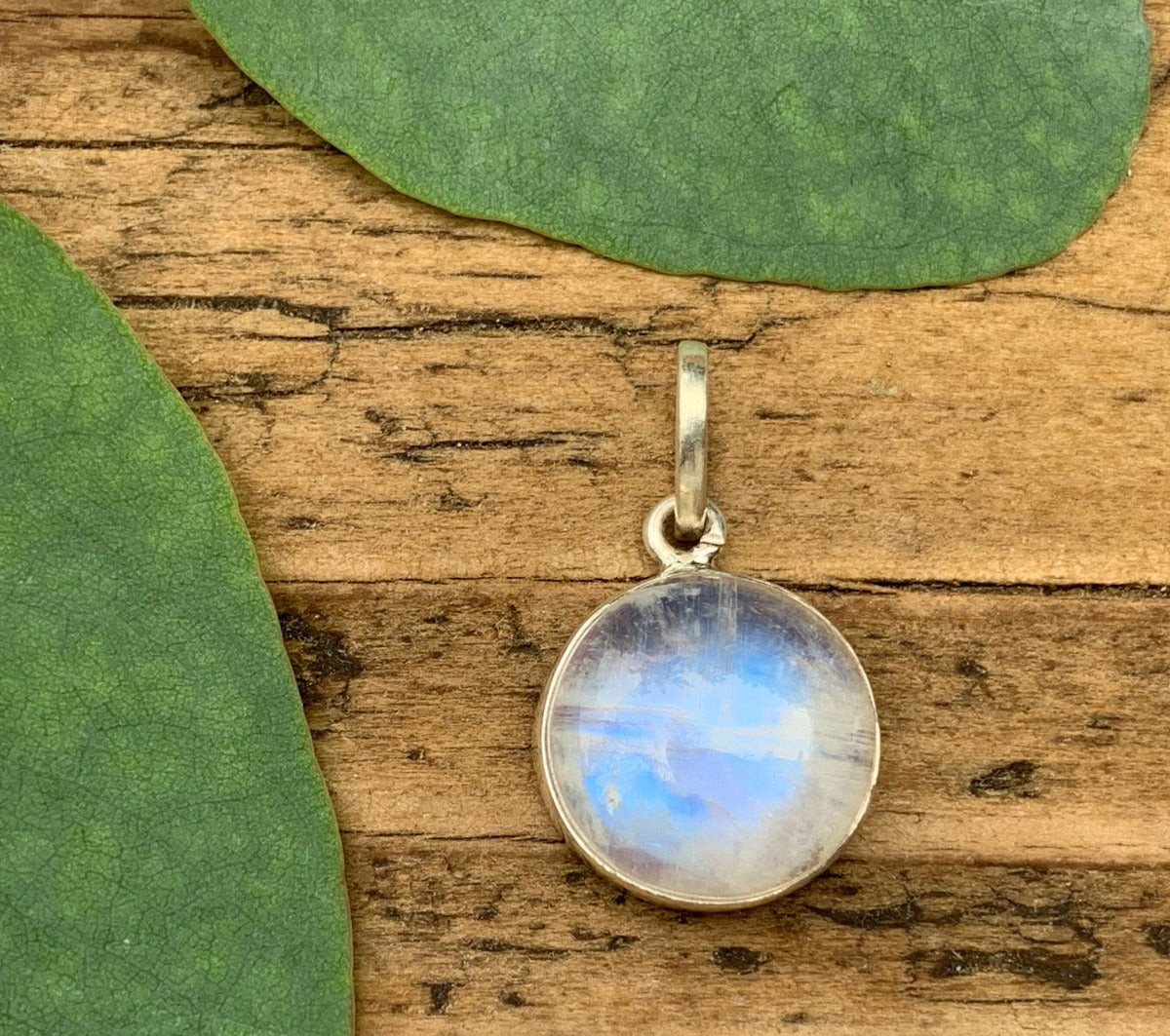 Rainbow Moonstone Minimalist Round Necklace by Springwaves