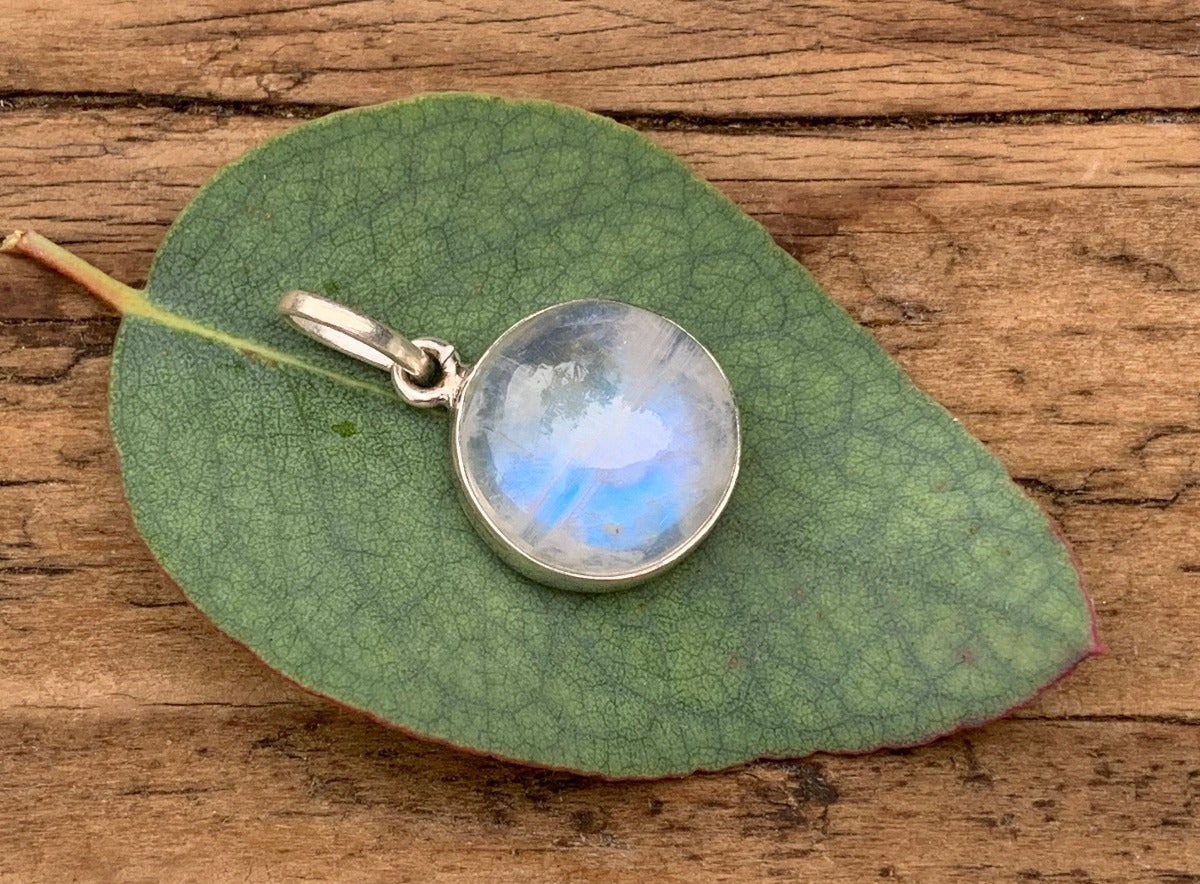 Rainbow Moonstone Minimalist Round Necklace by Springwaves